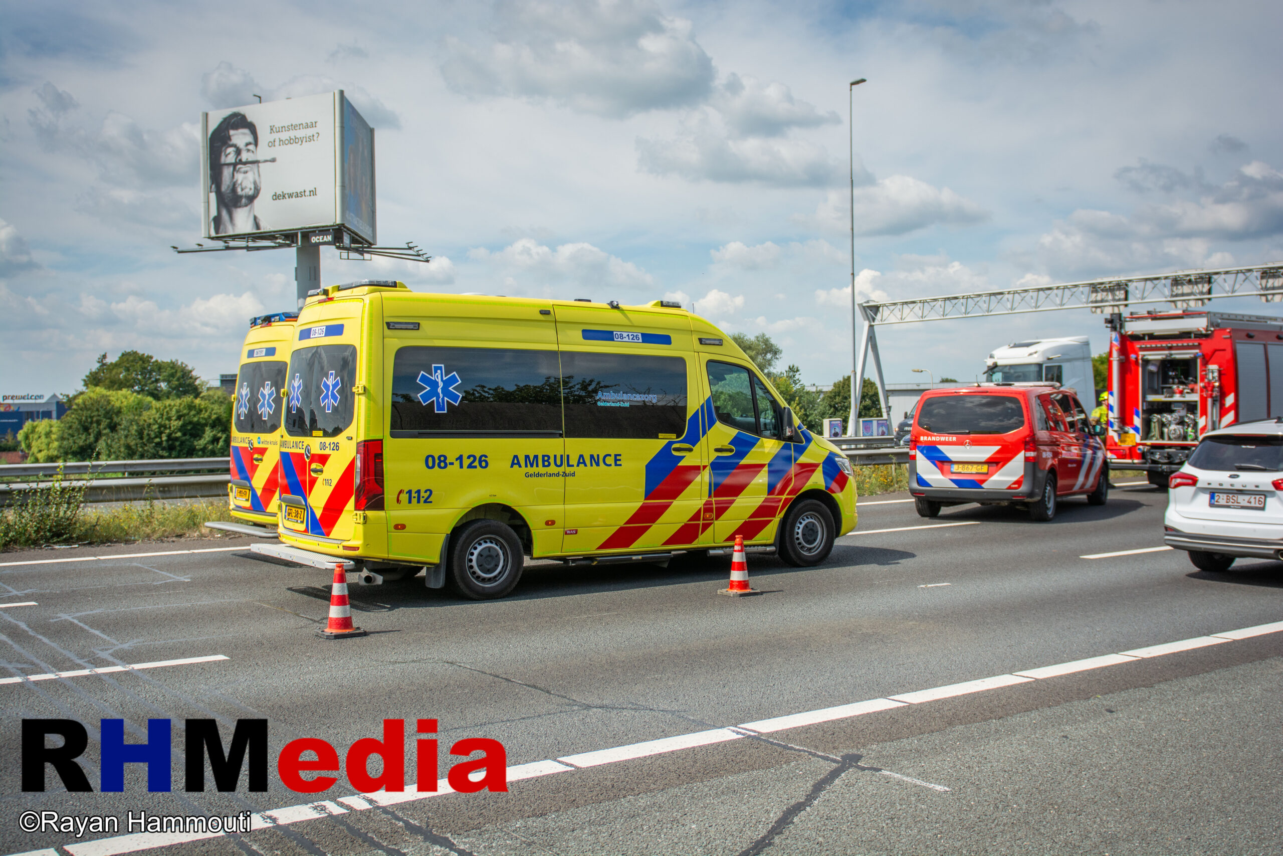 Eenzijdig ongeval op A2 bij Waardenburg: traumahelikopter ter plaatse